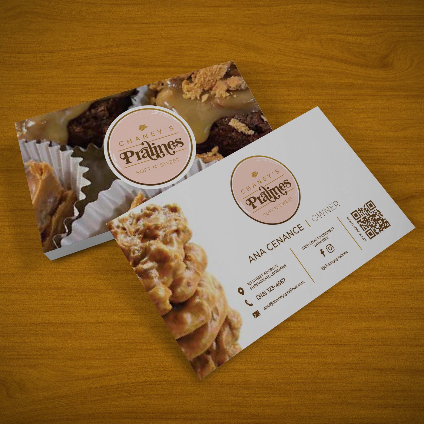 Chaney's Pralines business cards