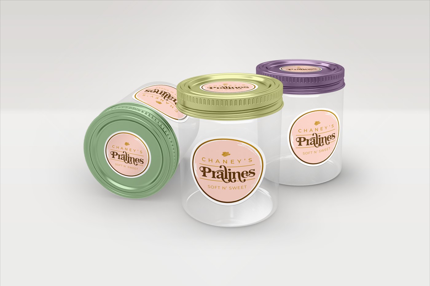 Chaney's Pralines jar range with labelled lids