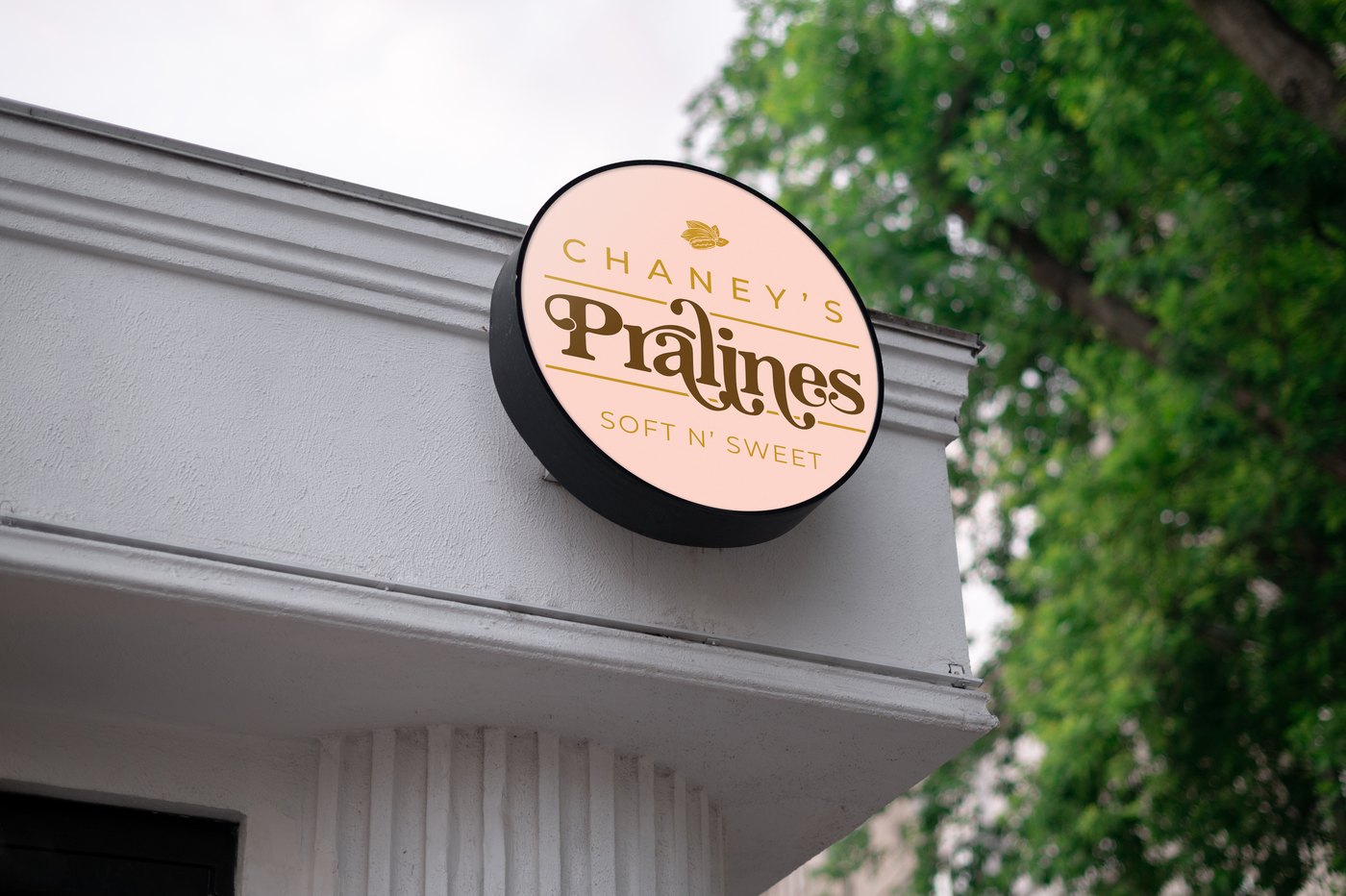Chaney's Pralines exterior storefront sign