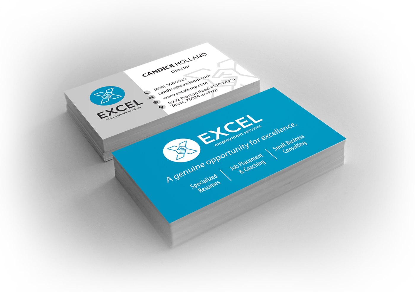 Excel business cards, front and back