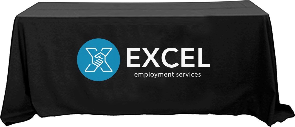 Excel branded table cover for events