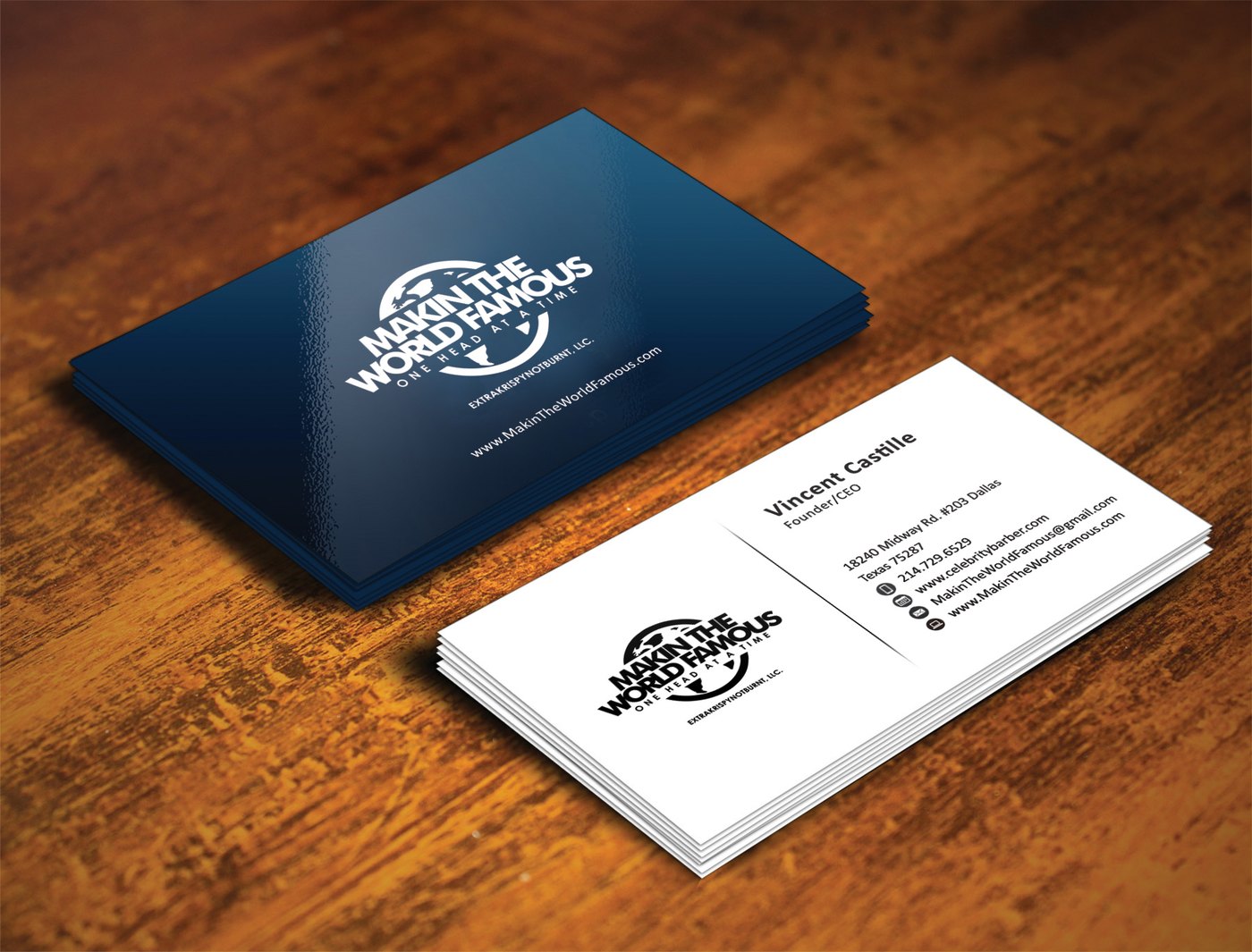 Makin The World Famous business cards
